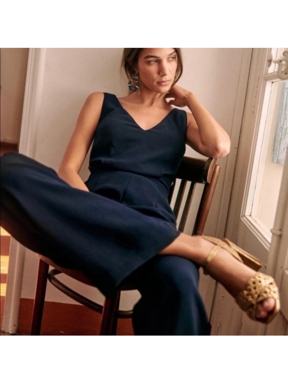 Sezane Vanille Marine Navy Blue Jumpsuit Size 38 / US 6 / M See Description